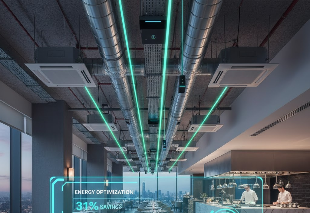 Colorful HVAC ducts with DCV sensor photo